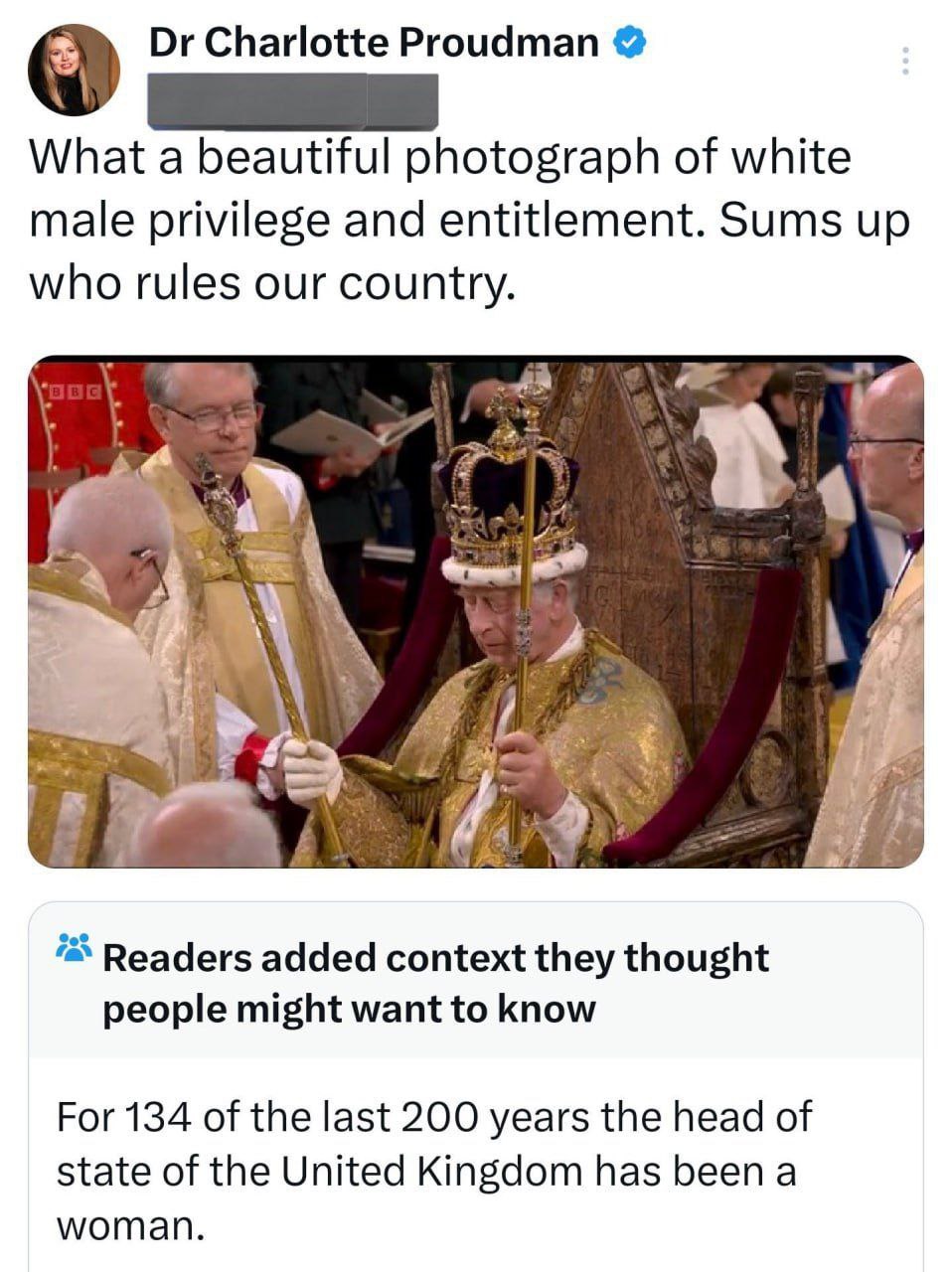 Charlotte Proudman What a beautiful photograph of white male privilege and entitlement. Sums up who rules our country. i Readers added context they thought people might want to know For 134 of the las
