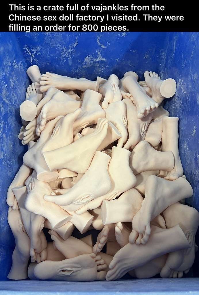 This is а crate full of vajankles from the Chinese sex doll factory visited. They were filling an order for 800 pieces. я A i 7 у 57 A