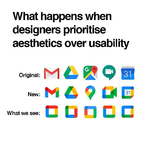 What happens when designers prioritise aesthetics over usability Original: New: 7 9 What we see: С О С С