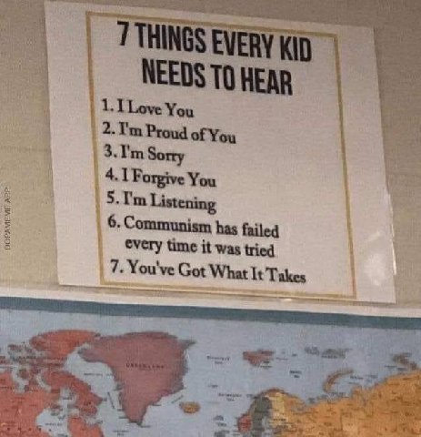 TTHI NEEDS ТО HEAR 2. Proud of You |3. You 5. 6. Communism has failed time it was tried |7. Got