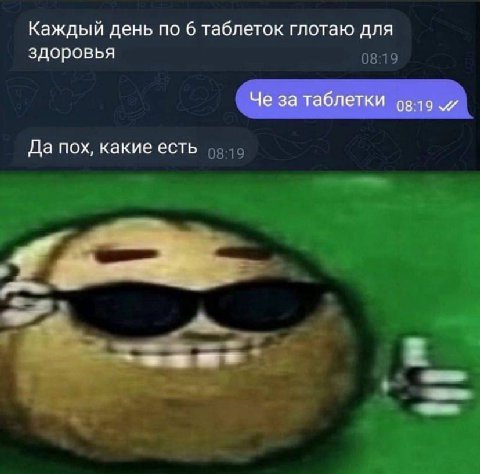 Каждый день по 6 таблеток глотаю для здоровья Че за таблетки 99.19 Да пох, какие есть a