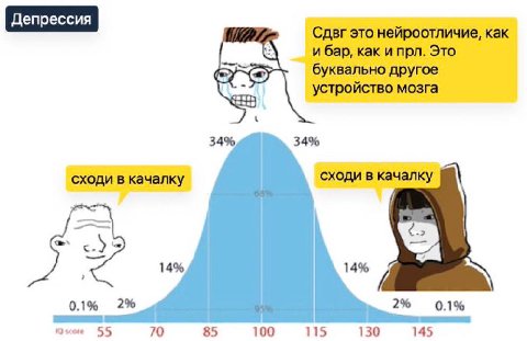 Сдвг это нейроотличие, как и бар, как и прл. Это буквально другое устройство мозга 34% 34% сходи в качалку сходи в качалку 14% 14% 0.1% 2% 2% 0.1% 55 70 85 100 115 130 145