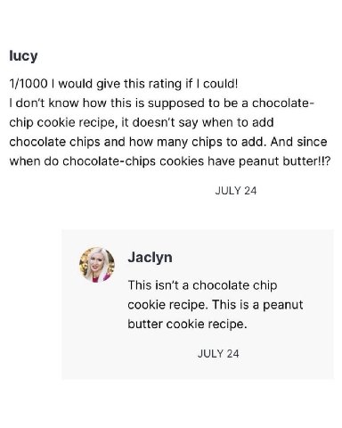 lucy 1/1000 would give this rating if could! don’t know how this is supposed to be a chocolate- chip cookie recipe, it doesn’t say when to add chocolate chips and how many chips to add. And since when