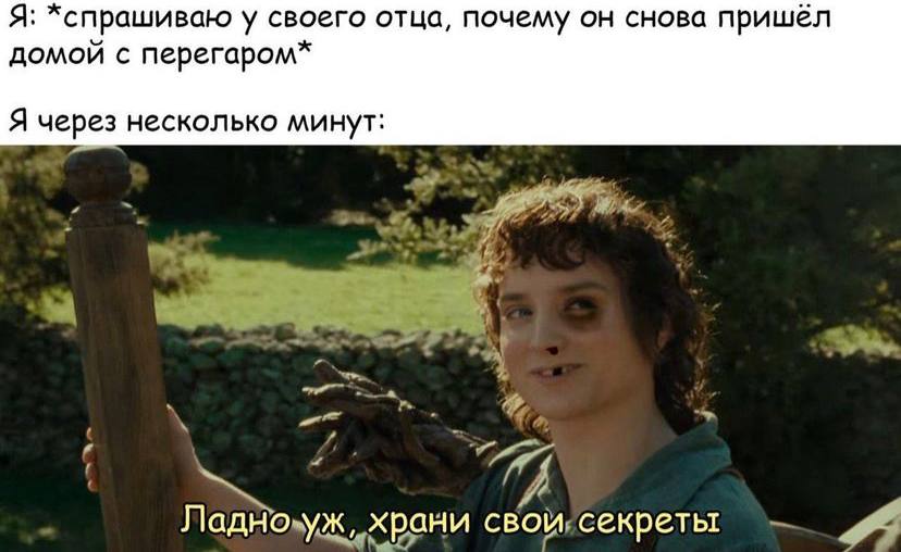 Я: *спрашиваю у своего отца, почему он снова пришёл домой с перегаром* Я через несколько минут: Ладно храни свои секреты