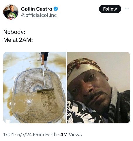 Collin Castro @officialcollinc Nobody: Me at 17:01 5/7/24 From Earth Views