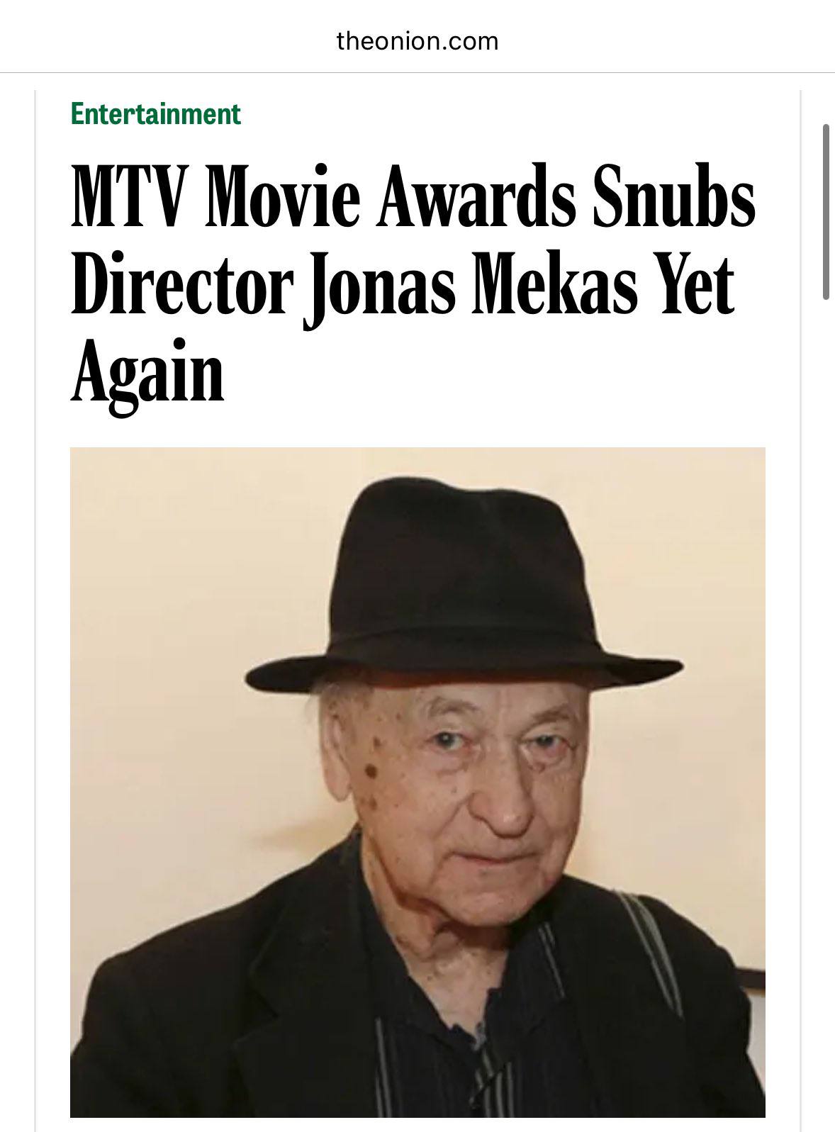 theonion.com Entertainment MTV Movie Awards Snubs Director Jonas Mekas Yet Again