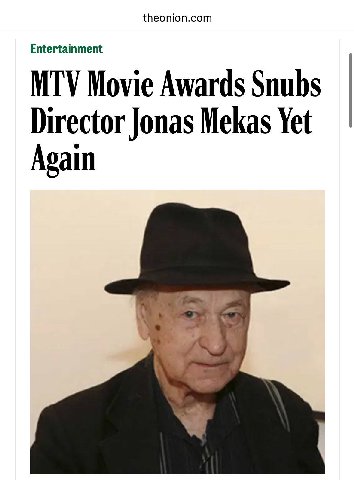 theonion.com Entertainment MTV Movie Awards Snubs Director Jonas Mekas Yet Again