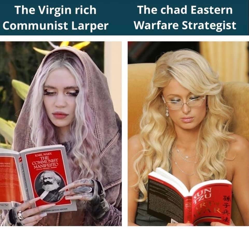 The chad Eastern The Virgin rich Communist Larper Warfare Strategist