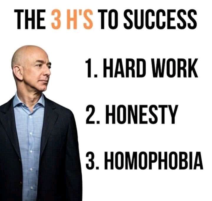 TO SUCCESS 2% 1. HARD WORK 2. HONESTY 3. HOMOPHOBIA