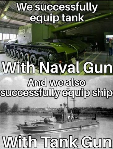 Wesuccessfully equip tank With Naval Gun successfully, equip ship