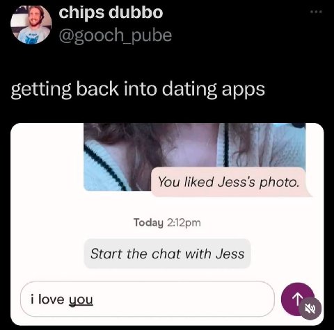 chips dubbo getting back into dating apps You liked Jess's photo Today Start the chat with Jess i love you