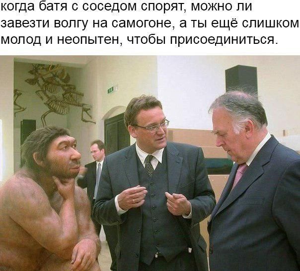 когда батя с соседом спорят, можно ли завезти волгу на самогоне, аты ещё СЛИШКОМ молод и неопытен, чтобы присоединиться. IS