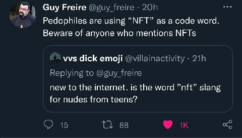 3 Guy Freire freire Pedophiles are using “МЕТ” as a code word. Beware of anyone who mentions NFTs vvs dick етой @villainactivity Replying to @guy freire new to the internet. is the word slang for nude