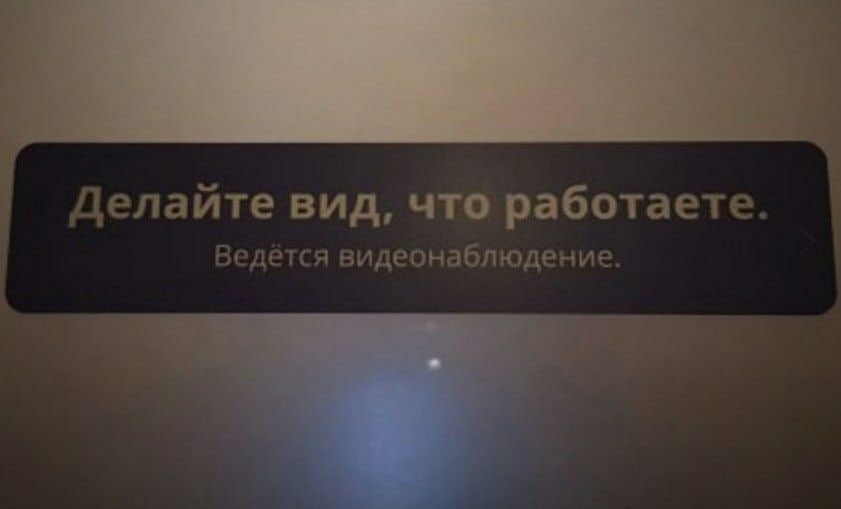 Делайте вид, что работаете. Ведётся видеонаблюдение.