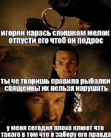 игорян карась слишком мелок отпусти его чтоб он подрос ты че творишь правила рыбалки священны нельзя нарушать #8 уменя сегодня плохо клюет что такого в том что я заберу его правда