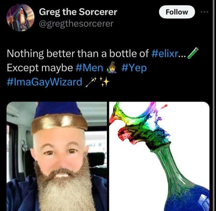 Greg the Sorcerer Follow @gregthesorcerer Nothing better than a bottle of #elixr... Except maybe #Меп #Yep