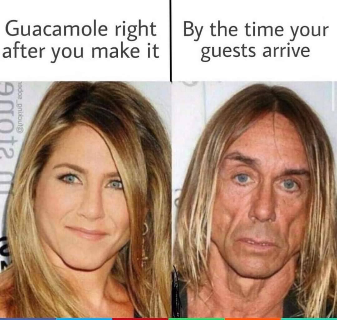 Guacamole right the time your after you make it guests arrive if iris