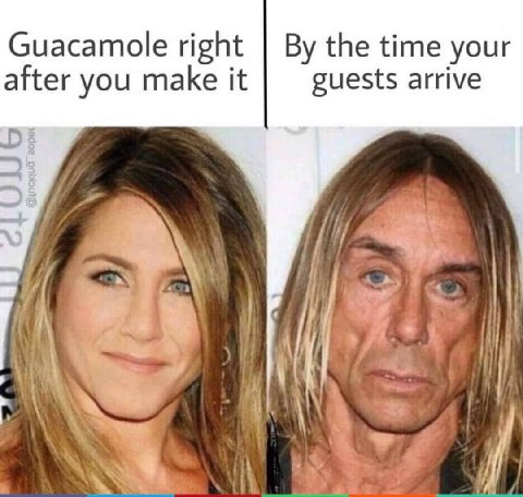 Guacamole right the time your after you make it guests arrive if iris