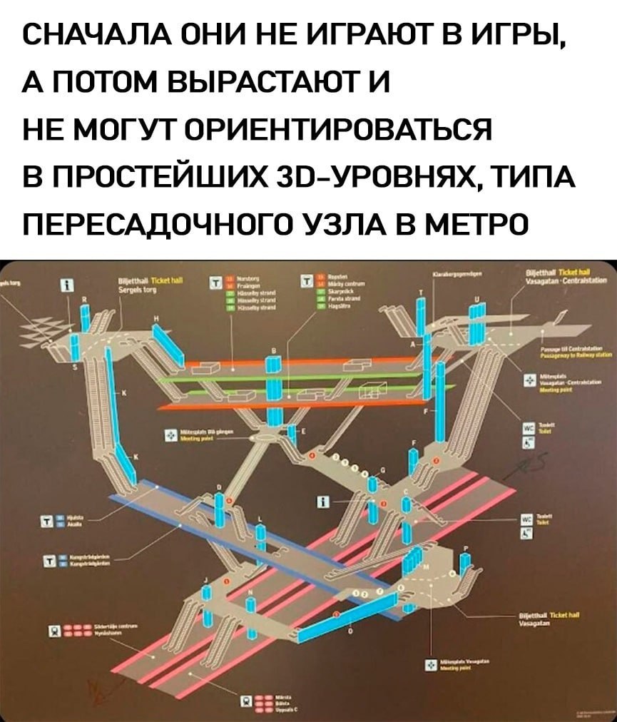 СНАЧАЛА ОНИ НЕ ИГРАЮТ В ИГРЫ, А ПОТОМ ВЫРАСТАЮТ И НЕ МОГУТ ОРИЕНТИРОВАТЬСЯ В ПРОСТЕЙШИХ 30-УРОВНЯХ, ТИПА ПЕРЕСАДОЧНОГО УЗЛА В МЕТРО я i