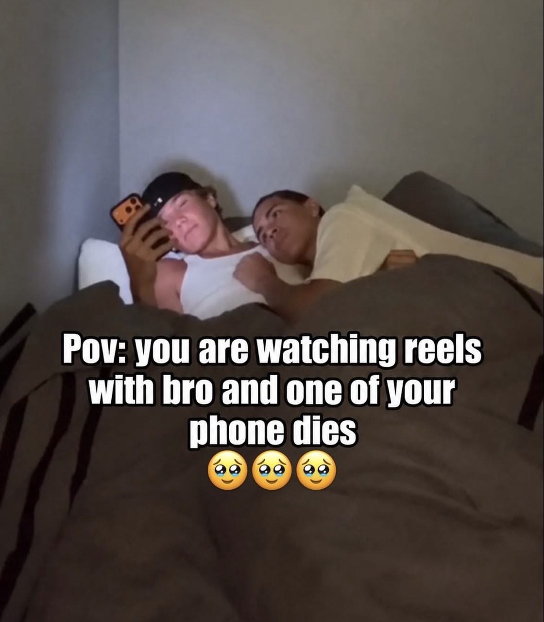 Pov: you are watching reels with bro and one of your phone dies