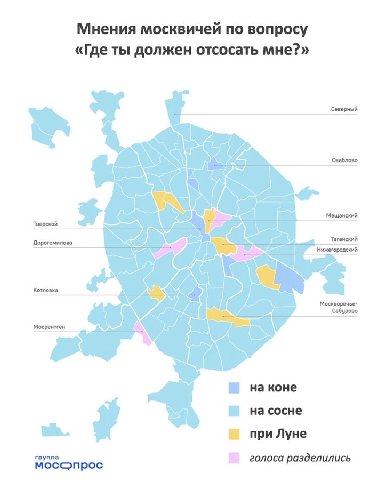 Мнения москвичей по вопросу «Где ты должен отсосать мне?» Северный Мещанский Таганский Дорогомилово Котловка Москворечье- Мосрентген на коне на сосне при Луне группа голоса разделились мосс>прос