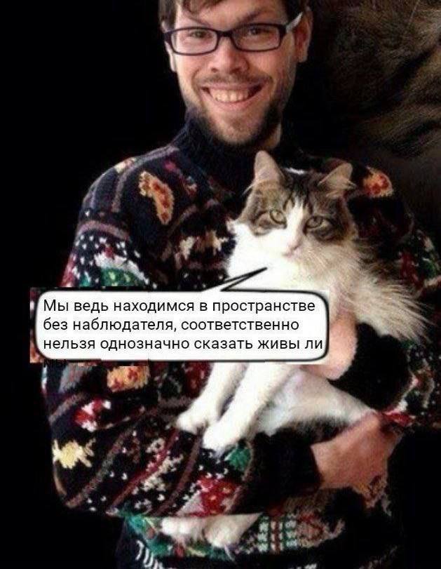 У Мы ведь находимся в пространстве без наблюдателя, соответственно нельзя однозначно сказать живы ли a