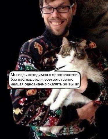 У Мы ведь находимся в пространстве без наблюдателя, соответственно нельзя однозначно сказать живы ли a