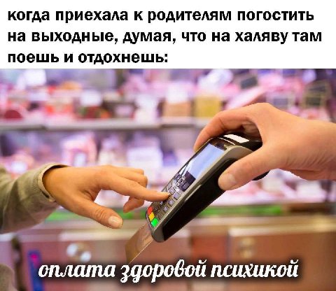 когда приехала к родителям погостить на выходные, думая, что на халяву там поешь и отдохнешь: оплата здоровой психикой