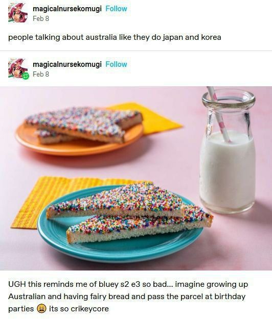 magicalnursekomugi Follow people talking about australia like they japan and korea magicalnursekomugi Follow Feb 8 4 UGH this reminds me of bluey $2 so bad... imagine growing up Australian and having 