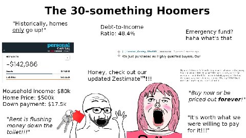The 30-something Ноотег$ "Historically, homes Debt-to-Income only up! Ratio: 48.4% Emergency fund? haha what's that IS aN Landed_Gentry_69x420 Homeowner 7 points 8 months NET WORTH We just purchased a