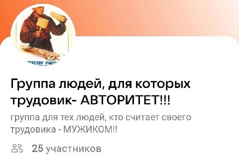 УЧИТ» Группа людей, для которых трудовик- АВТОРИТЕТ!!! группа для тех людей, кто считает своего трудовика МУЖИКОМ! 25 участников