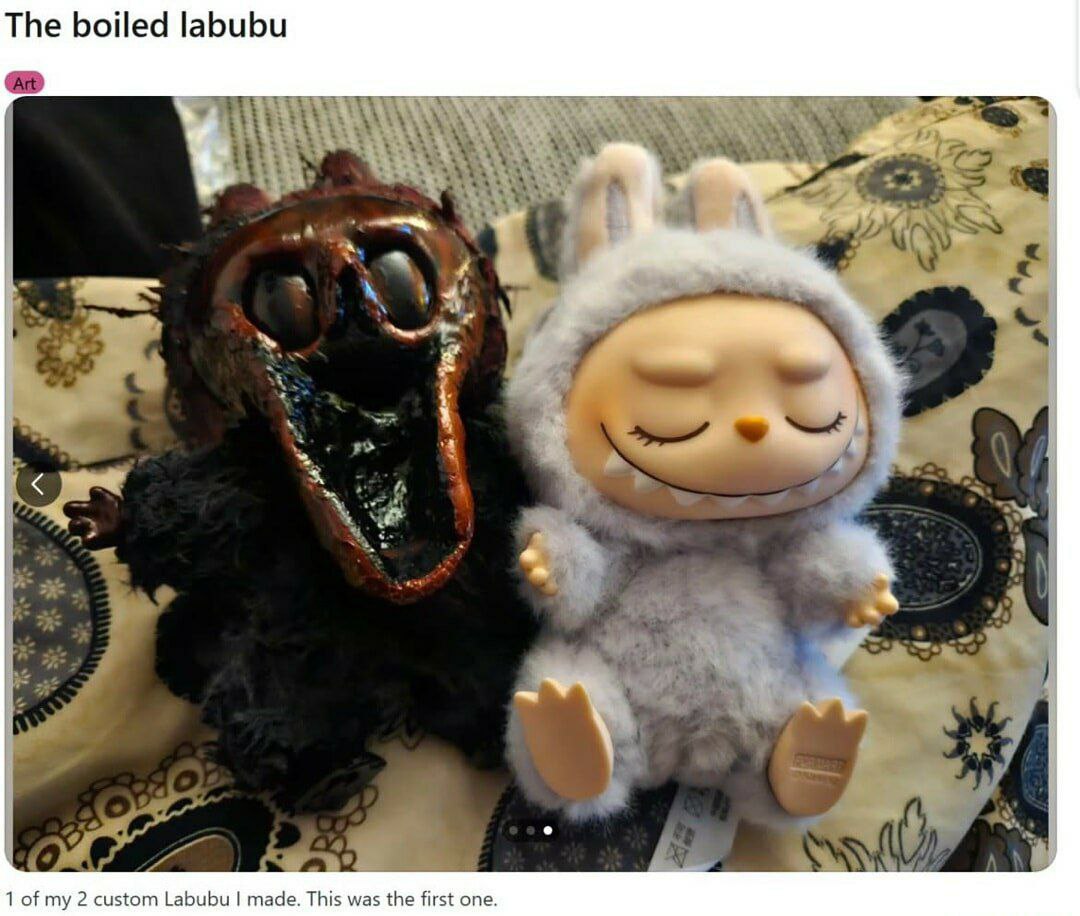 The boiled labubu 1 of my 2 custom Labubu made. This was the first one.