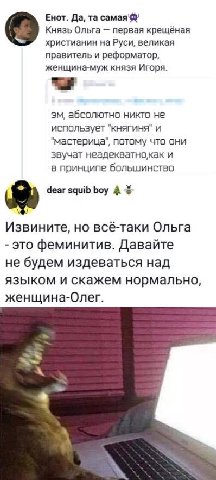 Енот. Да, самая Князь Ольга первая крещёная христианин на Руси, великая правитель и реформатор, женщина-муж князя Игоря. абсолютно никто не использует "княгиня" и "мастерица", потому что они звучат не