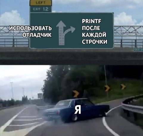 PRINTF ИСПОЛЬЗОВАТЬ ПОСЛЕ ОТЛАДЧИК КАЖДОЙ СТРОЧКИ