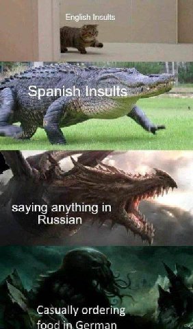 English tnsults Spanish Insults saying anything Russian Casually ordering foad in German