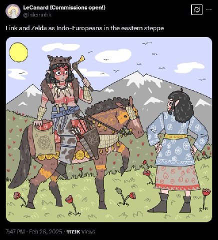 (Commissions open!) Link and Zelda as Indo-Europeans in the eastern steppe у А 4 у 7:47 Feb 28, 2025 Views