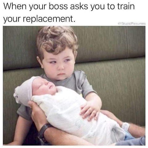 When your boss asks you to train your replacement. 1 4) 59 |4 1
