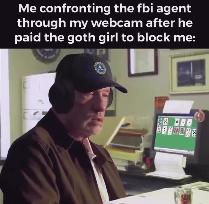 Me confronting the fbi agent through my webcam after he