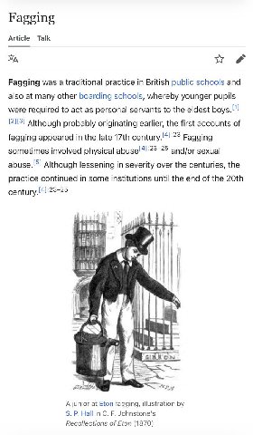 Fagging Article Talk Fagging was a traditional practice in British public schools and also at many other boarding schools, whereby younger pupils were required to act as personal servants to the eldes