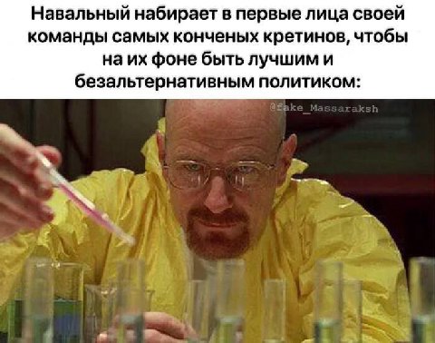 Навальный набирает в первые лица своей команды самых конченых кретинов, чтобы наих фоне быть лучшим и безальтернативным политиком: