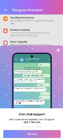 Telegram Premium Doubled Animations Up to 91827371674721 animations in the app. Access to pbeta Test the latest telegram features and experience the cool bugs. More reactions а stick Telegram Support 
