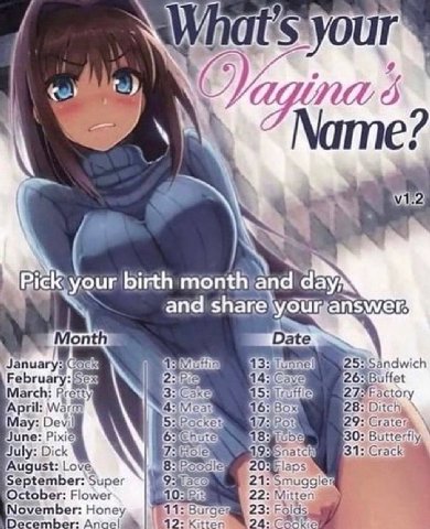 What ‘your Мате yeur birth aN and Date Gack 13: 25:5 Sandwich 14 РеБгиагу: March: vied 28: Ditchy April: Waray 16 May: Devil ске 29: June: Pixie 30: Butterfly, July: Dick 31: Crack ‘August: Love Septe