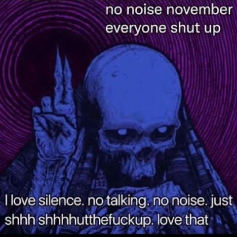 по noise november everyone shut up love silence. no talking. no noise. just shhh shhhhutthefuckup. love that