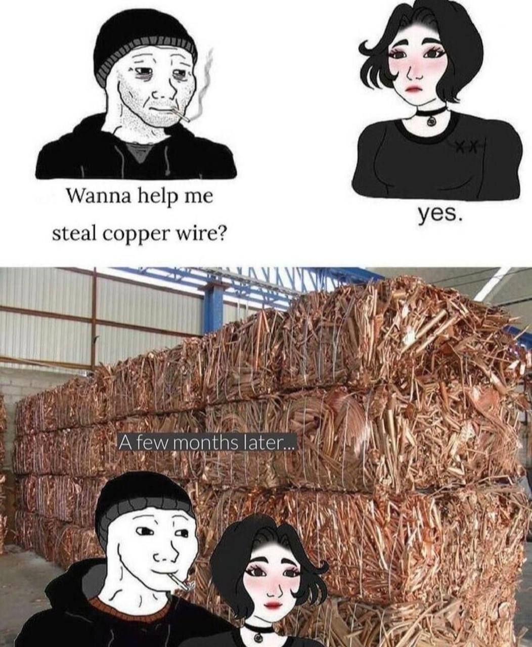 Wanna help me yes steal copper wire? if a few months later... 7 a the