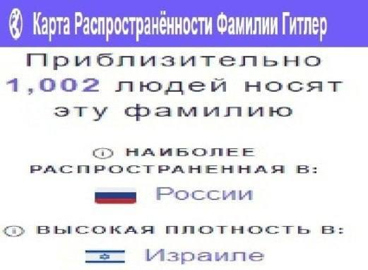Карта Распространенности Фамилии Гитлер 1,002 людей носят эту фамилию