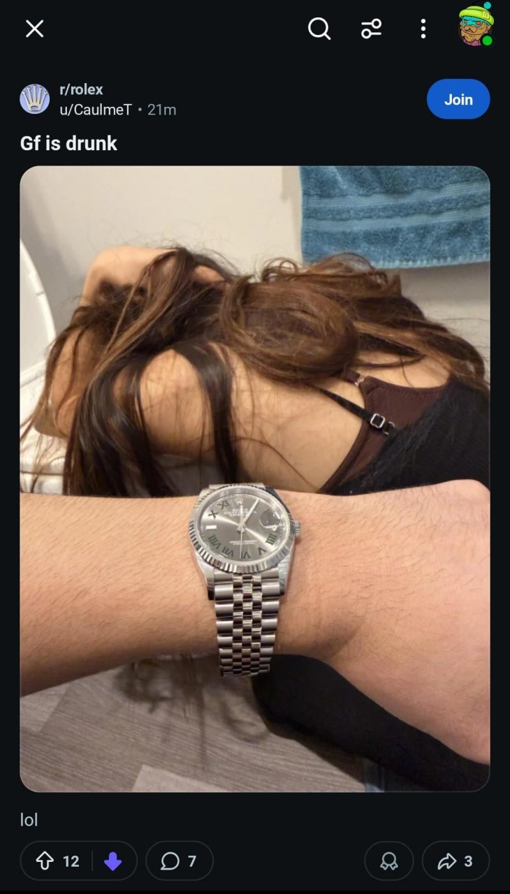 r/rolex Join u/CaulmeT is drunk an 2 3 lol 12 3