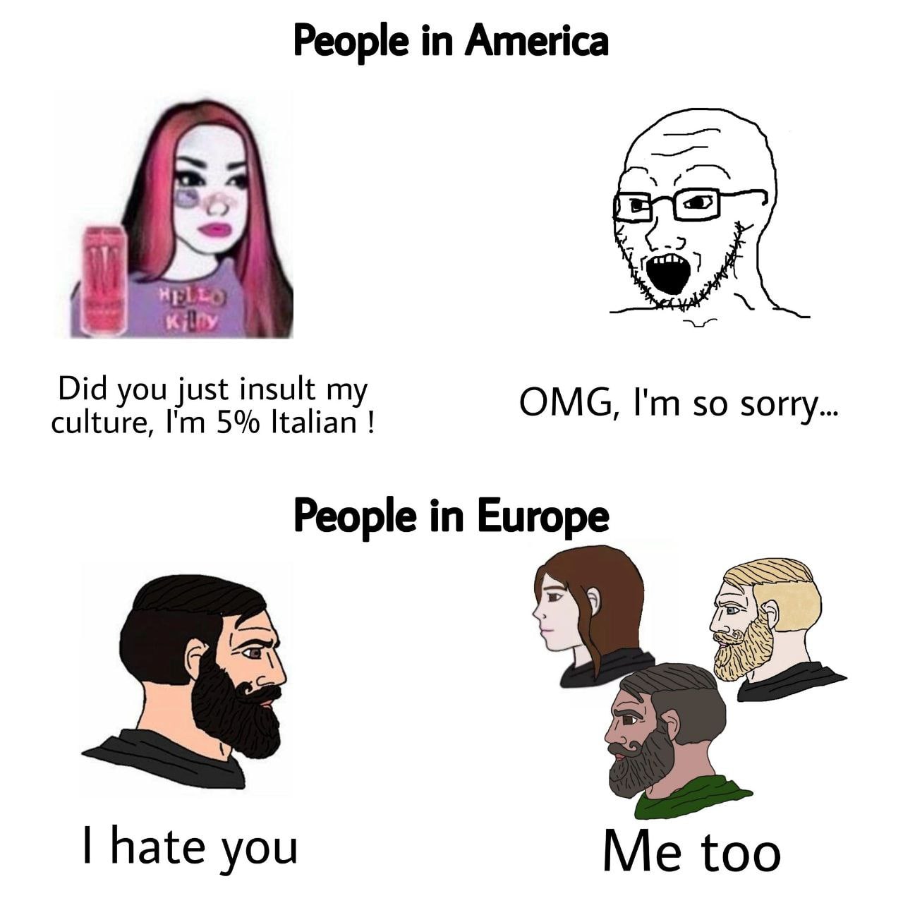 People America Я A Did you just insult 5% OMG, so Реоре Еигоре RSS hate you Me too