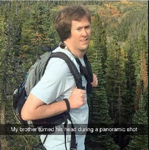 brother turned his head during а pancramic shot у