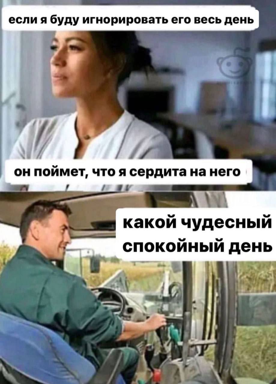 если я буду игнорировать его весь день поймет, что я сердита на него какой чудесный спокойный день