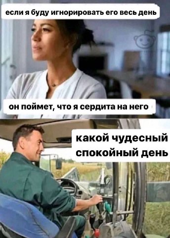 если я буду игнорировать его весь день поймет, что я сердита на него какой чудесный спокойный день